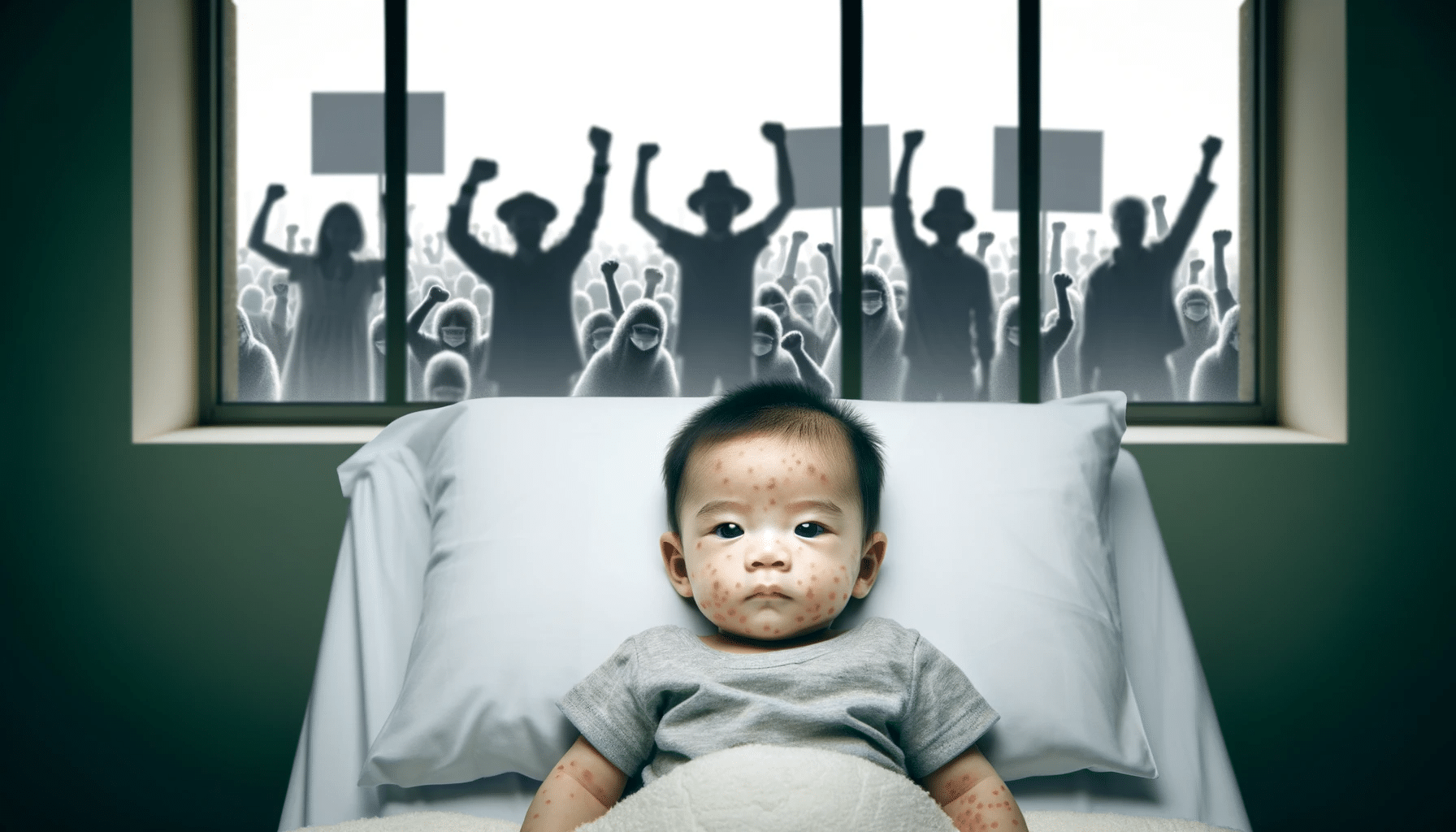 anti-vax-measles - MEDiscuss anti-vax protesters and a baby with measles